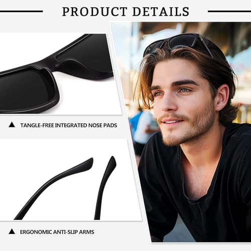 GQUEEN Retro Polarized Sunglasses Men Womens Sports UV400 Protection Rectangular Square Frame3