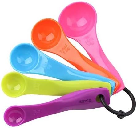 Smart Baking Set of 5pcs Multi Colours Plastic Measuring Spoon Set | Kitchen Utensils Baking Set | Perfect Measuring Cups for Baking or Cooking Task