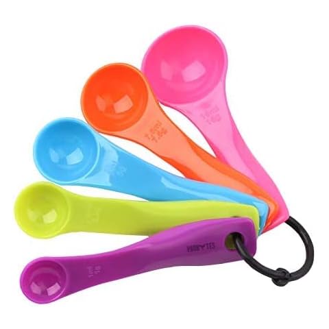 Smart Baking Set of 5pcs Multi Colours Plastic Measuring Spoon Set | Kitchen Utensils Baking Set | Perfect Measuring Cups for Baking or Cooking Task Cover
