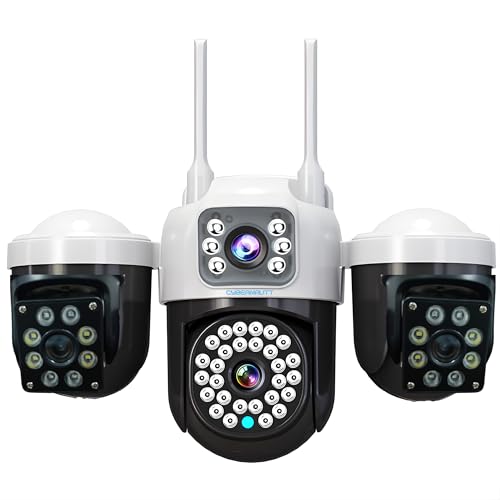 XUGA Cybernautt Series Z6B 12MP Triple Lens Wireless Outdoor CCTV Camera with Three-Side View | HD Security Camera with Night Vision, Motion Detection, WiFi Surveillance for Home & Outdoor Safety