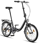 Chillaxx Bicicleta Urban de 20 Pulgadas, Bicicleta Plegable, Cambio de 6 velocidades, luz LED de batería, Sistema de Plegado rápido, Bicicleta Plegable