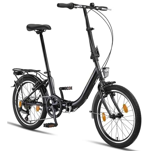 Chillaxx Bicicleta Urban de 20 Pulgadas, Bicicleta Plegable, Cambio de 6 velocidades, luz LED de batería, Sistema de Plegado rápido, Bicicleta Plegable