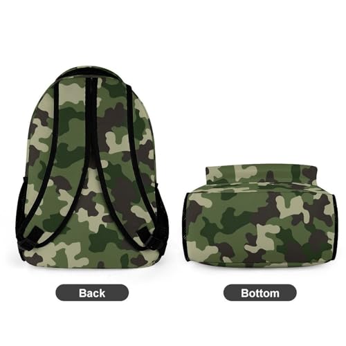 Green Camouflage Seamless Cute Backpack Travel Daypack Lightweight Back Pack with Pockets4