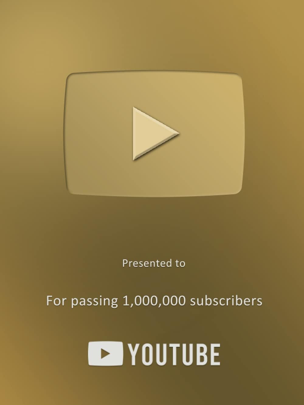 YouTube 1 Million Subscriber Play Button: Best Gift for Both Aspiring and Successful Film Makers, Youtubers and Video Content Creators.: Hard Cover (Youtube Subscriber Awards Plack/Plaque)
