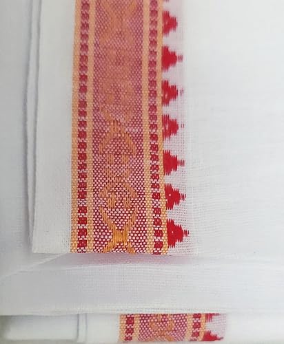 Image of Handloom Pure Cotton Traditional God Towel | Gamcha /Angocha Towel | Fast Absorbing Bath Towels for Men, Women & Kids | Perfect for Everyday Use |Pack of 12 | Size 76 x 178 cm | White