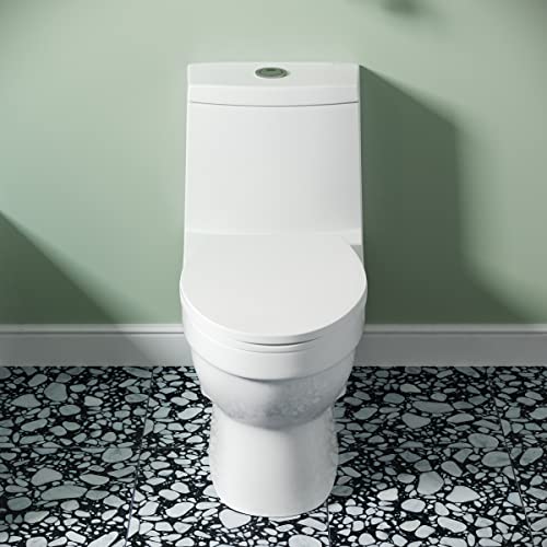 Inodoro de una pieza Tours con sistema touchless y doble descarga 1.1/1.6 gpf, color blanco miniatura 2