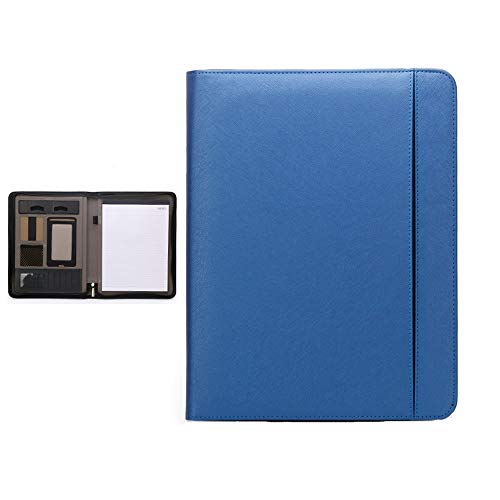 Conference Folder A4 Multifunctional PU Leather Case Business Meeting Folder Zipper Briefcase Folder Interview Notebook Pockets for Office Work (Bronze 25x32.5cm)2