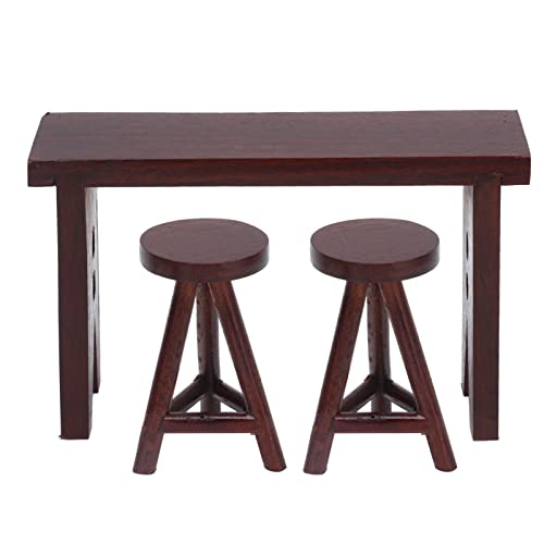 Chaise de Table en Bois de Maison de poupée, Finition exquise 1:12 Ensemble de Table en Bois Palissandre élégant pour Le Salon de Maison de poupée