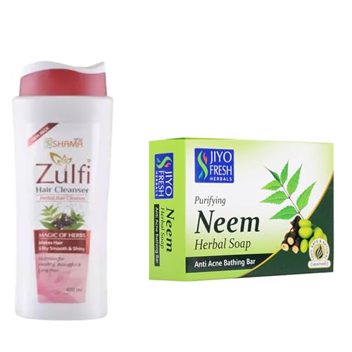 Image of New Shama Herbal Shampoo 400Ml and Neem Soap Combo - Gentle Hair and Skin Care Set