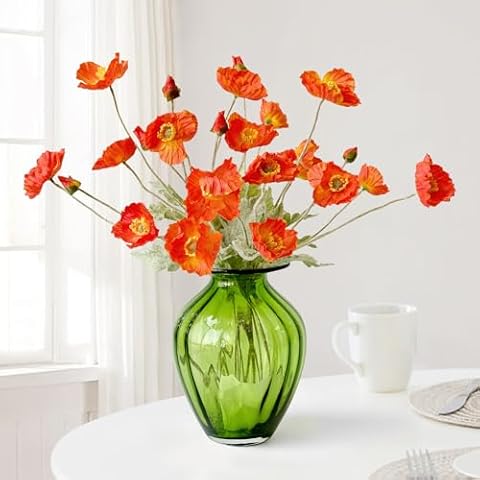 JINWOE 6Pcs Artificial Poppy Flowers Cover
