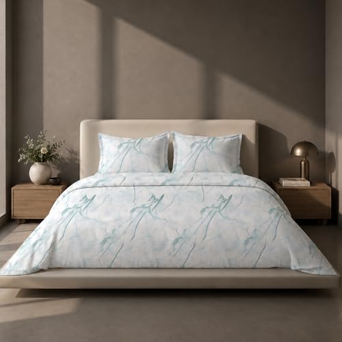 Image of VELOURA Tie-Dye Bedsheet Set, 100% Cotton, King Size 108x108 Inches, 300 Thread Count, with 2 Pillow Covers, Green