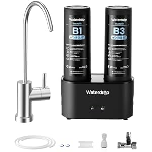 Waterdrop DLB Under Sink Water Filter, Reduces Chlorine, Chloramine, PFAS, Bad Taste, Under Sink Water Filtration System with Separate Faucet,Water Filter for Sink Faucet,Life Indicator, Qui