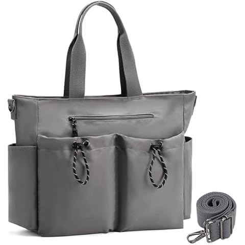 VX VONXURY Tote Bag for Women Crossbody Tote with Multi Pockets Work Bag Large Shoulder Bag Women Handbag For Work Travel Daily Gym,Grey Cover