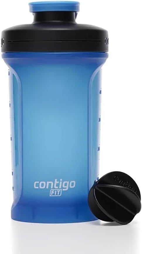Contigo 20 oz. Fit Shake & Go 2.0 Plastic Shaker Bottle – Blue Poppy