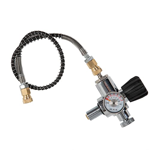 PIAOCAIYIN 4500PSI High Pressure PCP Paintball Fill Station Air Tank Valve Regulator, Air Tank Tool for PCP with Hose