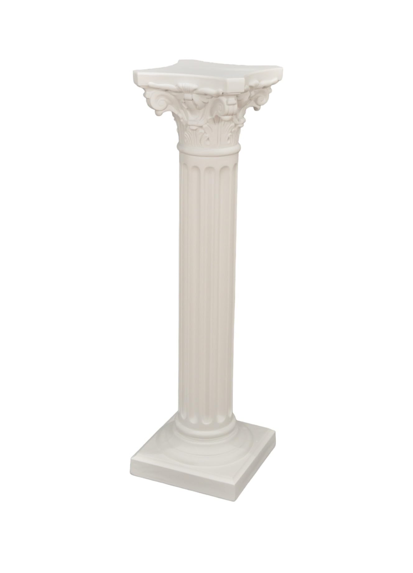 Cinar Columna griega decorativa de estilo corintio, 100 cm de altura, 30 cm de ancho, color blanco