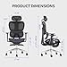 PatioMage Ergonomic Office Chair, Big and Tall Desk Chair with Adjustable Lumbar Support & Seat Depth, High Back Computer Chair, Swivel Mesh Chairs with Wheels for Home Office, Black