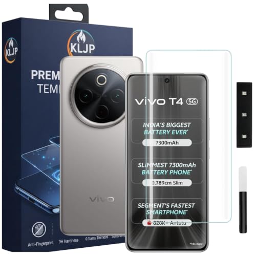 Image of Premium HD+ UV Tempered Glass Screen Protector For Vivo T4 (Pack of 1) Full Adhesive UV Curved Screen Protector Case Friendly HD Clarity with installation kit