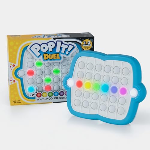 Pop It! Duel - Bubble Popping Game for 1-2 Players, 6 Ways to Play, Multicolor Light Up Fidget Toy for Kids and Adults