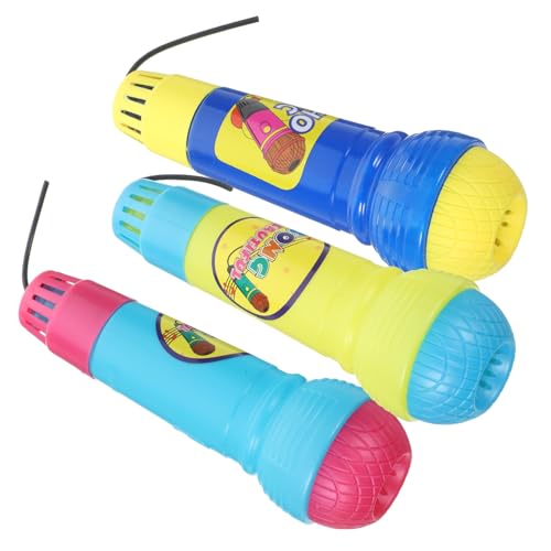 POPETPOP 3 peças microfone de brinquedo infantil brinquedo de plástico simulador de microfone com eco para festas papel sem baterias cores aleatórias cor aleatória