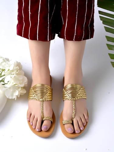 Image of Shoetopia Chic Comfort & Stylish Kolhapuri Flats For Women & Girls