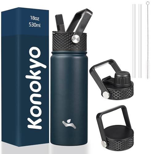 Image of Konokyo 18 oz Insulated Stainless Steel Water Bottle with Straw Lid