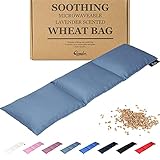 Körnerkissen - Wärmekissen Mikrowelle aus Baumwolle 46 x 12 cm - Weiches Dinkelkissen zur Schmerzlinderung Rücken, Nacken und Schulter - Weizen und Lavendel gefüllt - Tolles Geschenk - Grau
