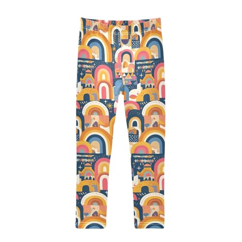 KLL Rainbow Boho Style Girls Active Leggings Fashion High Waisted Yoga Pants Gym