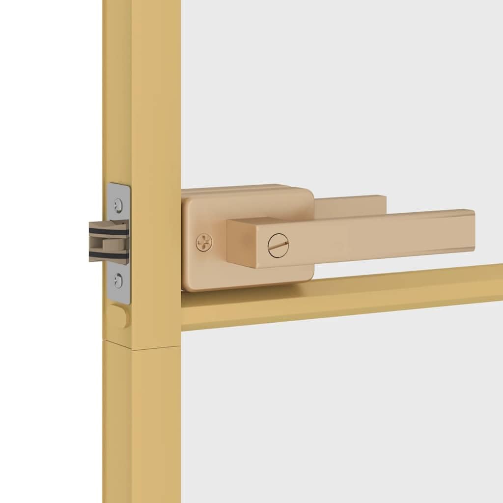 vidaXL Porte Intérieure Mince Moderne, Vitrée pour Chambre et Salle de Bain, Doré 93x201,5 cm Verre Trempé Aluminium