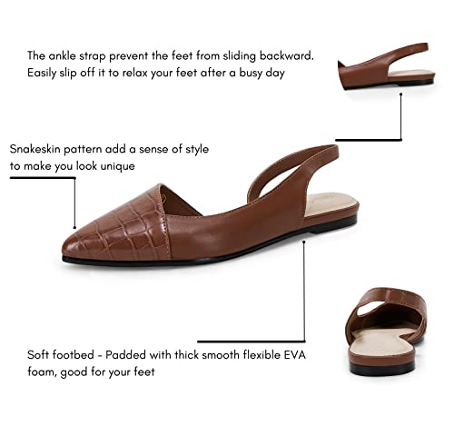 LAICIGO Women's Closed Pointed Toe Flats Slingback Low Heel Slip-on Cutout Animal Print Backless Mules Sandals3