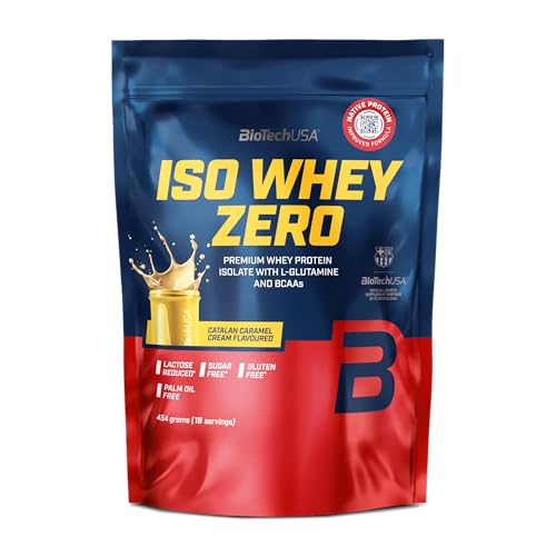 BioTechUSA Iso Whey Zero | Premium Whey Protein Isolate | Grass-Fed | Enzyme-Free | Sugar- and Gluten-free, 454 g, Crema Catalana