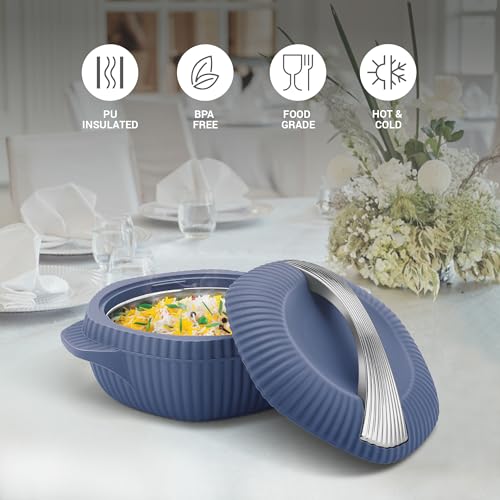 Image of MILTON Oyster Reg. Gift Set PU Insulated Casserole, Set of 3 (860 ml, 1275 ml, 1910 ml), Royal Blue, BPA Free, Food Grade, Hot and Cold, Easy to Carry, Easy to Store, Chapati, Roti, Curd Maker