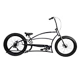 MICARGI BOMBITA-XLE-GT7-DBL 26-Inch Chopper-Style Stretch Cruiser Bike 7-Speed DISC Brake, Fat Tire Bike, Mens Bike, Complete Cruiser Bikes (Dark Blue)