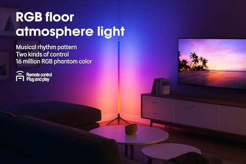 Image of Fire turtle Smart LED Floor Night Light, Remote Control, RGB Color Changing Light for Living Room, Bedroom, or Gaming Room - Modern Ambience Lighting