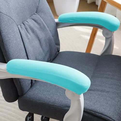 Image of HOKIPO 'SereneSolids' 140 GSM Armrest Covers for Office Chair (Elastic Style), 1 Pair, Sky Blue (AR-5933-SBLU)