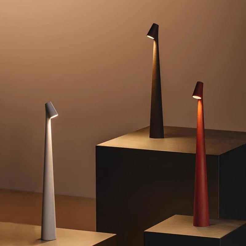 Miniatura 5 de Lámpara de mesa LED portátil con sensor táctil, lámpara de escritorio de metal de brillo de 3 niveles, lámpara recargable de control táctil de 3