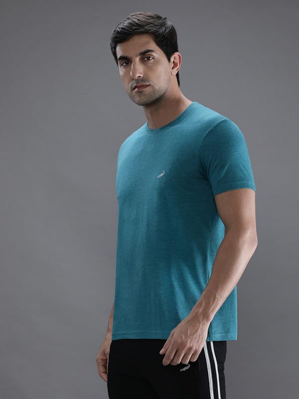 Image of CROCODILE Men Solid Sport Fit T Shirt | Round Neck | Short Sleeve | Regular Length | Basic Casual Pull On Topwear Grey Melange