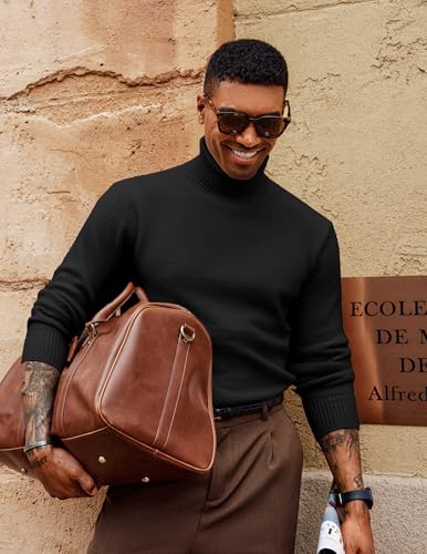 Pull à col roulé anti-courants d'air en tricot stretch confortable homme