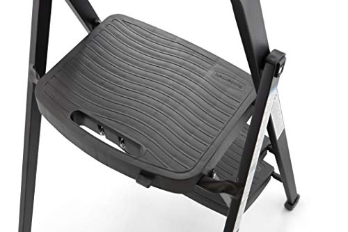 Rubbermaid 3-Step Steel Ladder, Folding Step Stool with Hand Grip and Non-Slip Feet, Black, Tested to ANSI US Safety Standards, No Assembly Required - Image 6