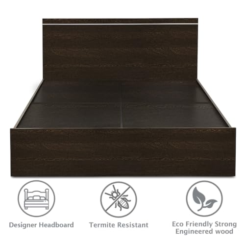 Image of DELITE KOM Jazz Engineered Wood Queen Without Box Bed (Finish Color Flowery Wenge Delivery Condition Knockdown)
