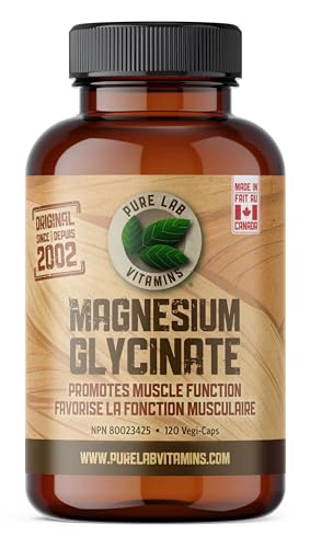 Pure Lab Vitamins | Magnesium Glycinate 165mg | Vegan, Gluten free, Sugar free, Soy free | Helps Maintain Muscle Function in Conditions like Pain, Constipation, Insomnia