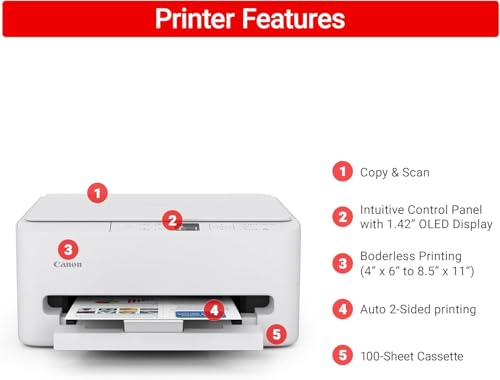 Image of Canon PIXMA TS6520 MFP Inkjet Printer for Home Office, Schoolwork, Documents, Labels, Photos, Crafts and Wireless Printing from Devices (7179C002) + Printer Cable + Cleaning Kit (6pc Bundle)
