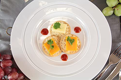 Lillian Tablesettings Premium Quality Heavyweight Plastic Plates China Like. Wedding And Party Dinnerware Plastic Plates 9 Inch, White Pearl - Value Pack 30 Count #TOP7