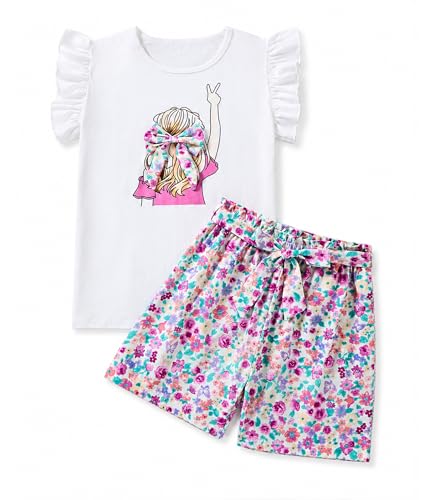 Image of Girls Summer Outfits Cute Sleeveless Top High Waisted Short Sets with Pockets Teen Girl Clothes Size 6-14 T
