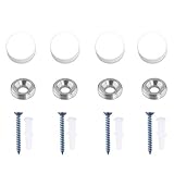 Mirror Screws, TOPNIKE Aluminum Cap Decorative Mirror Nails, Sign Advertising Hardware, Construction with Decorative Cap Cover Nails, Φ0.6', White, 4 Pack
