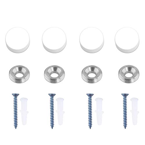 Mirror Screws, TOPNIKE Aluminum Cap Decorative Mirror Nails, Sign Advertising Hardware, Construction with Decorative Cap Cover Nails, Φ0.6", White, 4 Pack