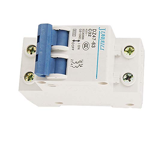 Aexit AC 400V Circuit Breakers 32A 6000A Two 2 Poles DIN Rail Mount Miniature Circuit Miniature Circuit Breakers Breaker 2P