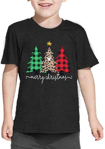 Image of Christmas Tree Shirt for Toddler Boys Girls Merry Christmas T-Shirts Short Sleeve Holiday Tee Xmas Gift Tops