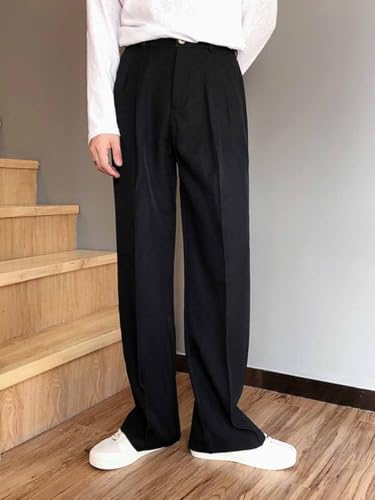 Men's Spring Drop Dress Pants Straight Black Wide Casual Trousers Pants for Men2
