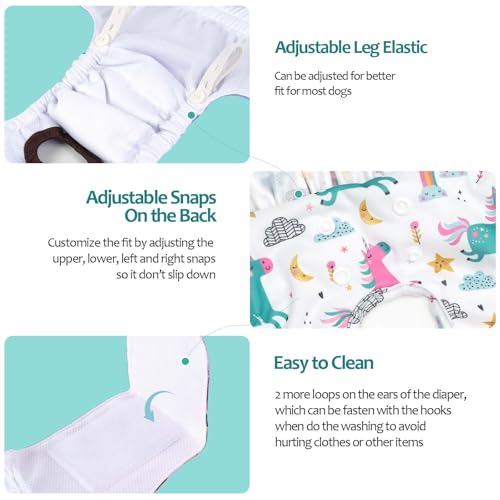 Image of CuteBone Female Dog Diapers with Skirts 3 Pack Reusable Puppy Dresses Pants for Heat Cycle Period